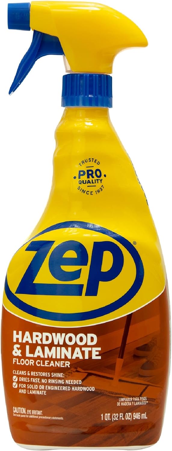 Zep Hardwood and Laminate Floor Cleaner - 32 Oz (Case of 4) - ZUHLF324 - Cleans Spots, Stains, and Scuffs while Restoring Shine on Hardwood, Laminate, Cabinet Doors, Crown Molding, and MORE