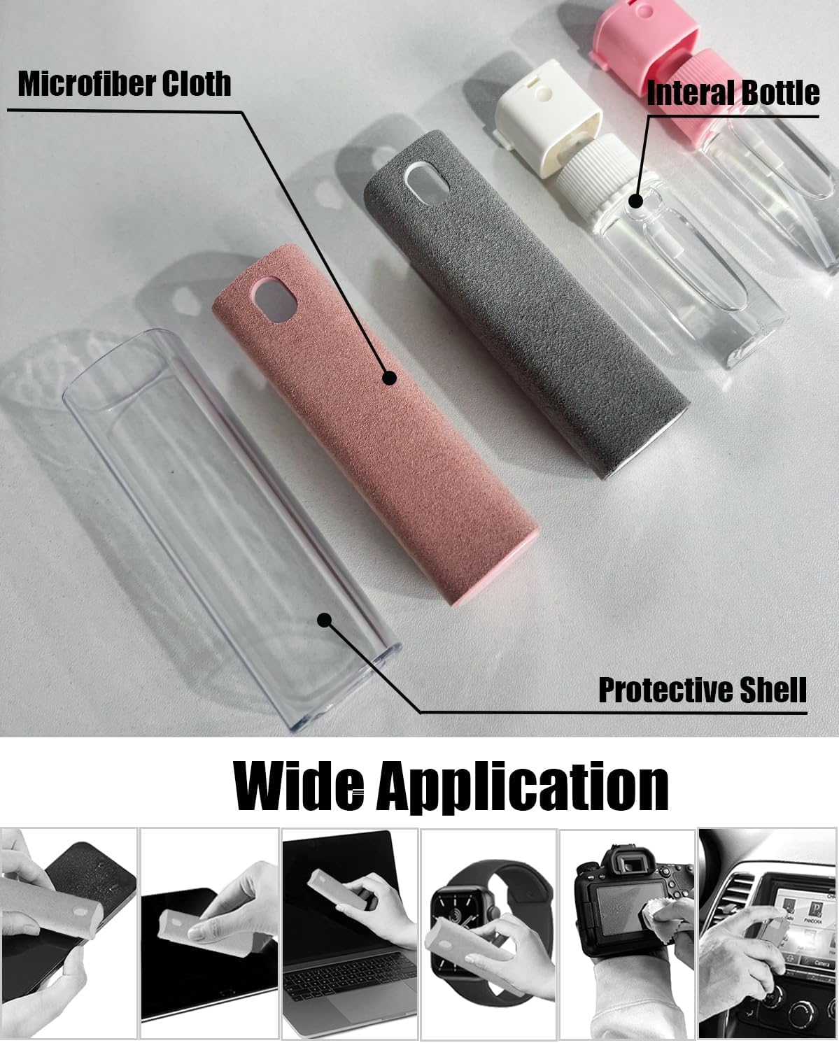 Screen Cleaner Spray and Wipe Touch Screen Cleaner for iPhone iPad Computer Laptop Tablet MacBook Cell Phone Eyeglasses（Pink）