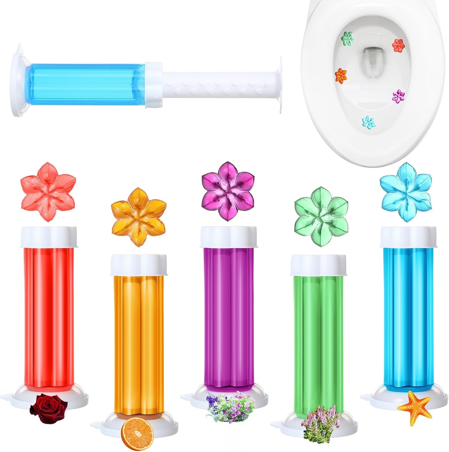 6 Pcs Toilet Gels 84 Count 1 Kind Flower Stamp Bowl Gel Scent Toilet Stain Removal Cleaner Air Freshener Flower Stamps Pack for Bathtubs Bathroom