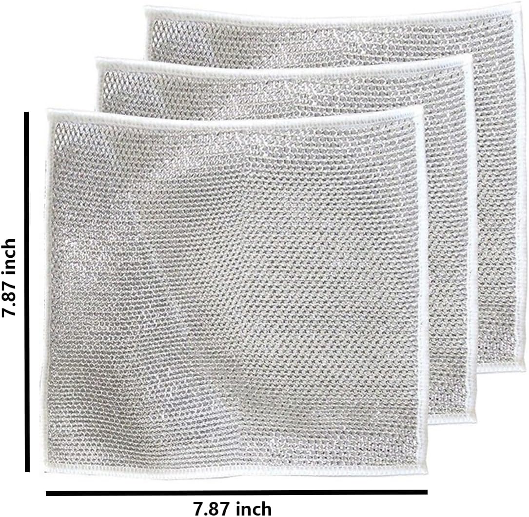 10-Pack Non-Scratch Metal Dish Cloth: Multi-Purpose Metal Cleaning Rag for Kitchen - Cleans Fast, No Odor, Fits Sinks/Dishes/Stove Tops (7.87 Inches)