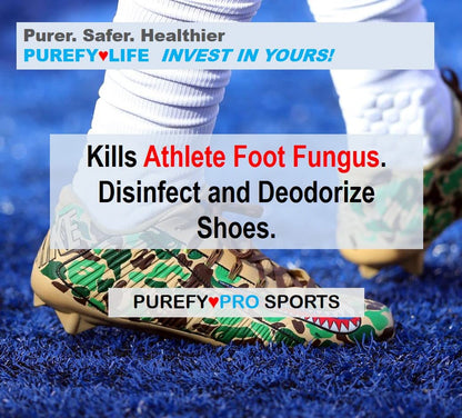 Purefypro Sports Equipment Disinfectant Spray - (3.4oz, 2pk) TSA Travel Size. Kills 99.9999% MRSA, HIV, Athlete Foot Fungus, Virus and Fungi. No Rinse, No Residue. Great For Sports Pads, Yoga Mats,