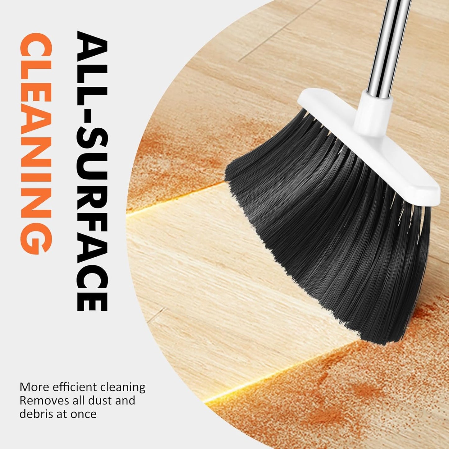Heavy Duty Broom, 55 Inch Long Handle Outdoor Large Angle Brooms, Commercial Broom for Sweeping Indoor, for Home Garage Kitchen Office Courtyard Lobby Patio Lawn Concrete