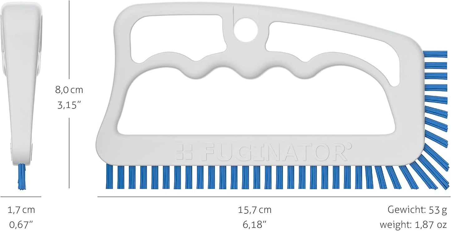 Fuginator Scrub Brush for Tile and Grout: Stiff Nylon Bristle Scrubbing Brush - Bathtub and Shower Scrubber for Floor Joints and Tile Seams - Cleaning Brush (Orange/Blue)