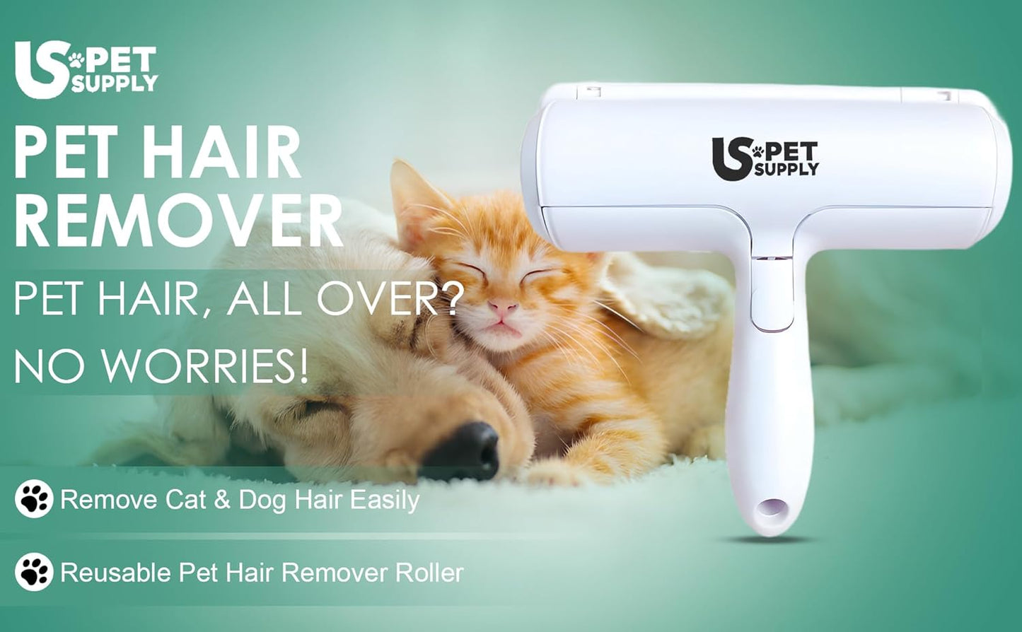 Pet Hair Remover Roller-Reusable, Self Cleaning Lint Roller for Pet Hair Removal on Furniture, Carpets, Clothes & Car Seats-Dog & Cat Hair Remover No Sticky Tapes (Black)