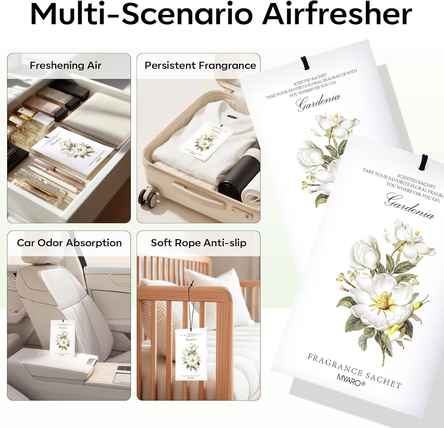MYARO 12 Pack Fresh Linen Scented Sachets for Drawer, Closet & Car Air Freshener Bags | Odor Eliminator & Fabric Refresher | Crisp, Clean Home Fragrance Gift Set
