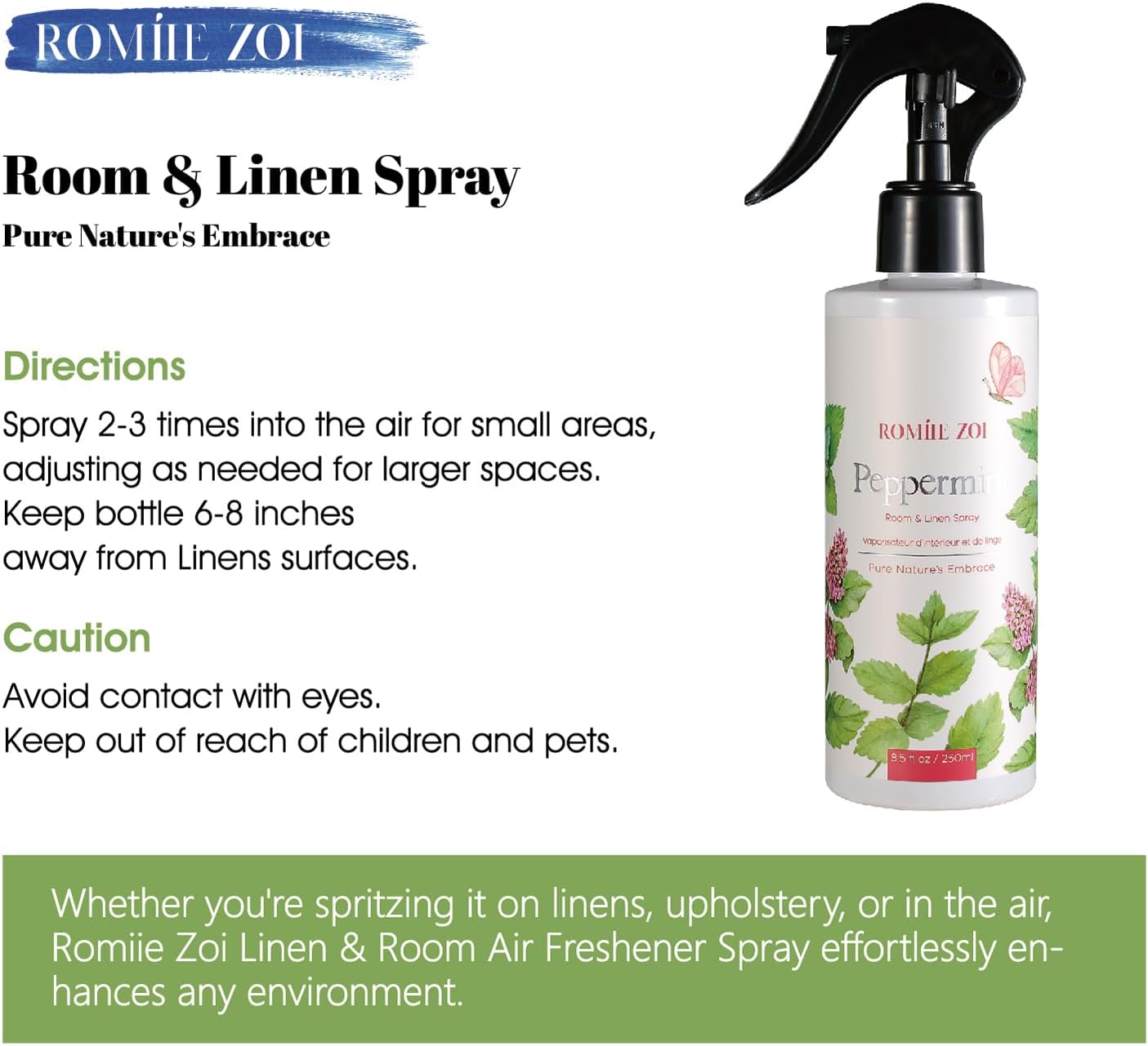 ROMIIE ZOI Room Spray Lemon, Air Freshener Spray Made with Natural Plant Extract, Scented Room Spray for Home Fragrance Fabric Spray Freshener 8.5 FL OZ