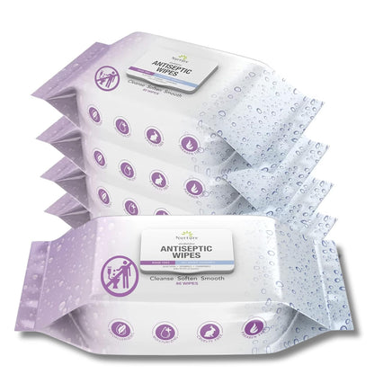 XL Individually Wrapped Nurture Antibacterial Body & Hand Wipes | Alcohol-Free Antiseptic Wet Disinfecting Towelettes for Germ Removal, Sanitizing Hands |Cleaning Cloths| Adults & Baby| Thick & Strong
