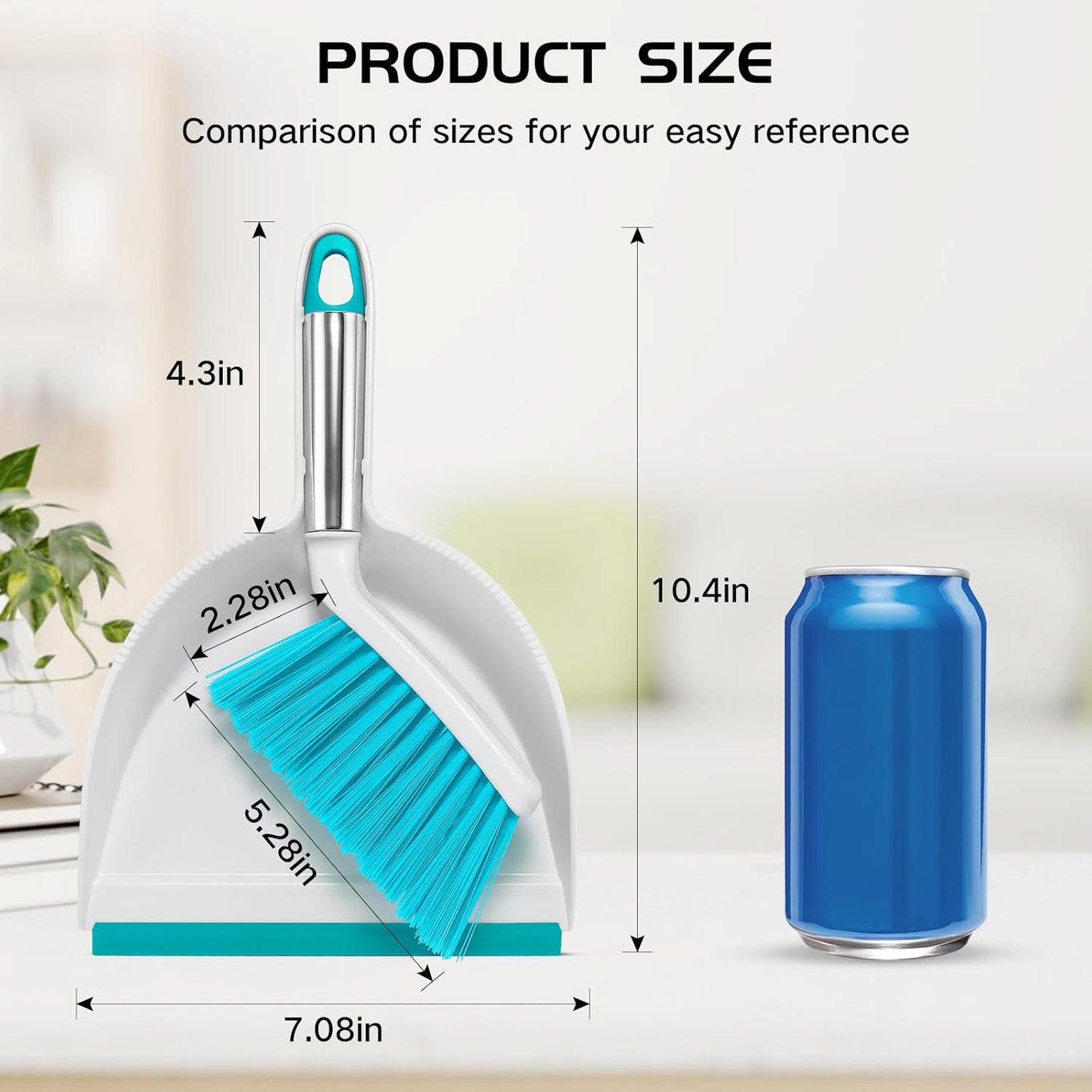 NACENA Mini Broom and Dustpan Set, Small Dust Pan and Brush Set with Handle Dustpan Teeth for Cleaning Hair Suitable for Office Desks Drawers Sofas Outdoor Camping, Light & Purple