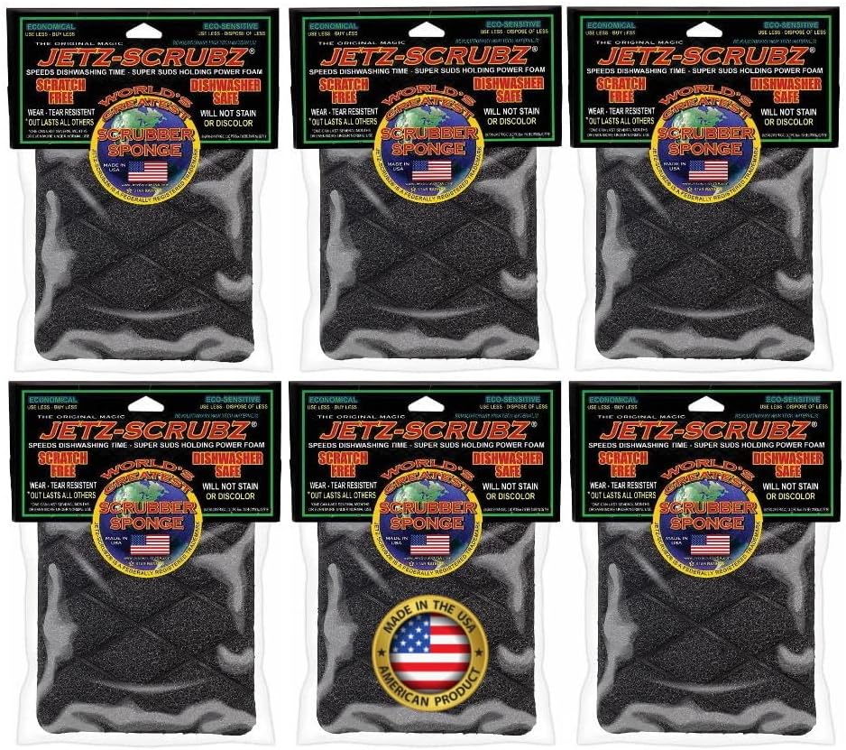 Jetz-Scrubz Original Magic Scrubz Scrubber Sponge Rectangle (6-Pack)