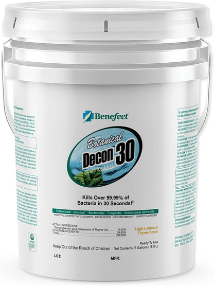Benefect Botanical Decon 30 Disinfectant Cleaner, 4 oz. Spray Bottle, Light Lemon & Thyme Scent, Hospital Grade Disinfectant, Kills Over 99.99% of Germs, Safe for Food-Contact Surfaces (Pack of 4)