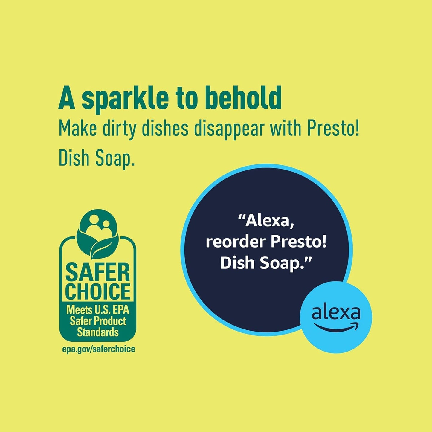 Amazon Brand - Presto! Concentrated Dish Soap, Lemon Essential Oil Scent, Removes Stuck-on Food and Grease, Phosphate-Free Formula, 30 fl oz, Pack of 2