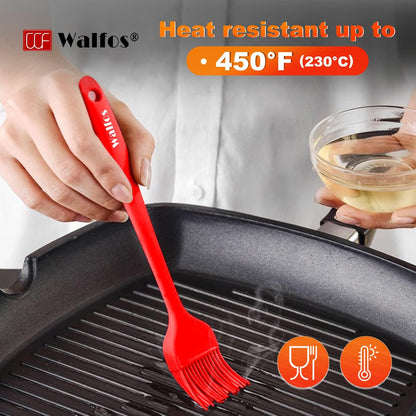 Walfos Silicone Basting Pastry Brush, Heat Resistant Pastry Brush Set, Strong Steel Core and One-Pieces Design, Perfect for BBQ Grill Baking Kitchen Cooking, BPA Free and Dishwasher Safe, 2 Pcs (Blue)