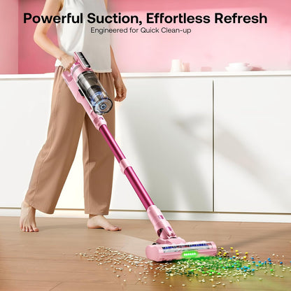 Trucozie Cordless Vacuum Cleaner, Self-Standing Lightweight Stick Vacuum with 50 mins Runtime, Powerful Suction, Anti-Tangle Wireless Vacuum for Home, Hardwood Floor, Carpet, Pet Hair, Black