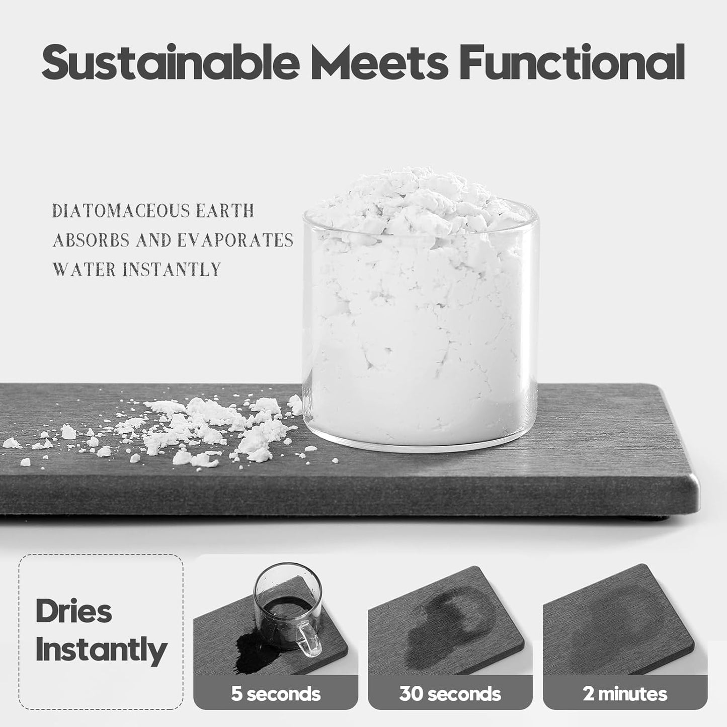 2PCS Water Absorbing Stone Drying Tray for Kitchen Counter & Bathroom Sink, Diatomite Faucet Splash Guard, Soap Dispenser Rack & Sponge Holder Caddy Organizer, Marble White (Printed Pattern), 9"x 3.5"