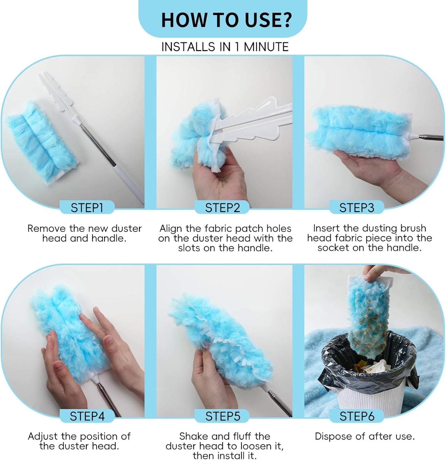 360 Duster Refills for Swiffer Dusters Refill with 2 Upgrade Extendable Handle(30 Count)