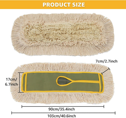 YAYODS 3 Pack Dust Mop Replacement Head, 36'' Dust Mops for Floor Cleaning Replacement Reusable Industrial Cotton Dust Mop Refill for Hardwood Floors, Ceramic, Marble, Tile