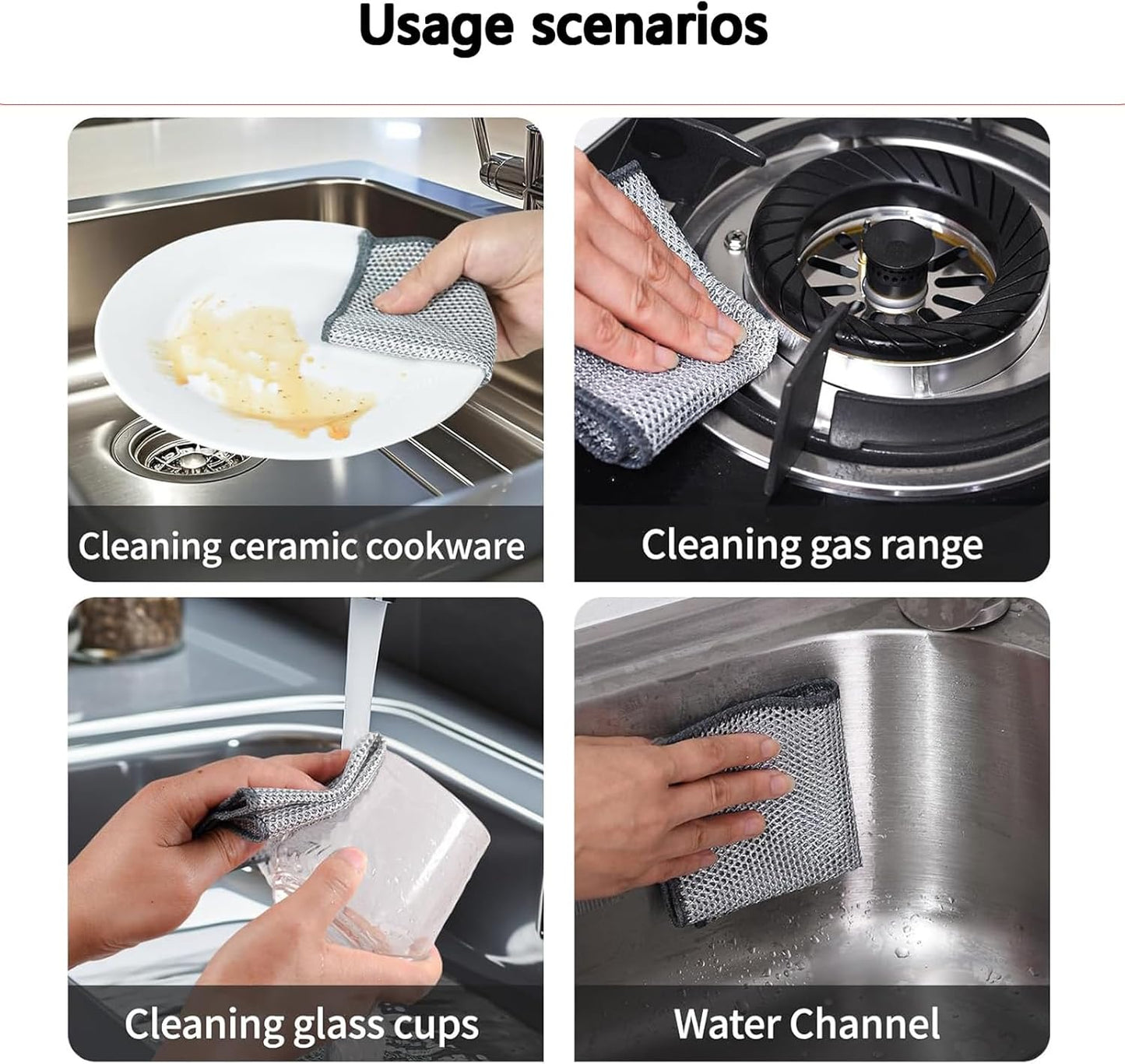 Upgraded 3-Layer Metal Dish Scrubber-6Pcs, No Scratches, Odor-Free, Multi-Purpose Stainless Steel Scouring Pad for Kitchen Cleaning – Dry & Wet Use, for Dishes, Cookware, Sinks, Stove Tops (6PCS)