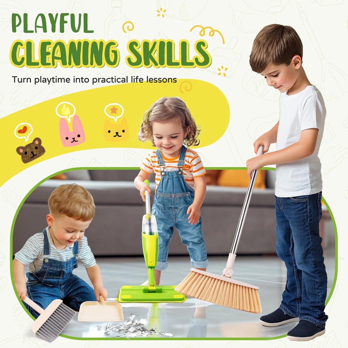 Toddler Spray Mop-Montessori Toys Mini Size Cleaning Mini Mop that Really Spray -Kid Pretend Play Toys Gift for Toddlers Girls Boys