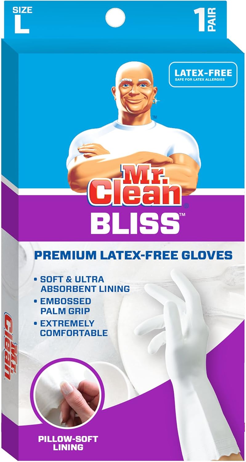 Mr. Clean Large Reusable Latex Gloves, 2 Color, 2 Pairs