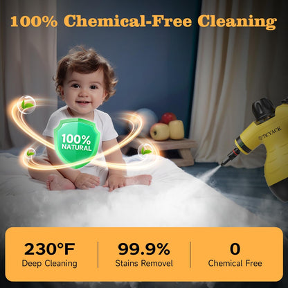TICYACK Handheld Steam Cleaner, Steam Cleaner with 16 PCS Accessory & Safety Lock, 500ML Capacity, Multi-Surface Deep Cleaning for Home, Car, Bathroom, Grout, Floor, Window (White)