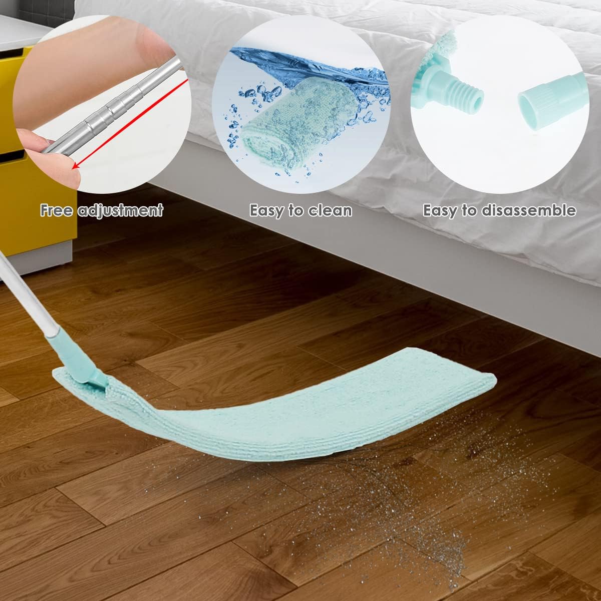 Gap Dust Cleaner Retractable Microfiber Gap Dust Brush Flexible Long Flat Gap Duster with Extendable Pole and Cloth Cover for Sofa Bed Furniture Bottom Ceiling Fan Blinds(Grey)