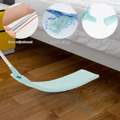 Gap Dust Cleaner Retractable Microfiber Gap Dust Brush Flexible Long Flat Gap Duster with Extendable Pole and Cloth Cover for Sofa Bed Furniture Bottom Ceiling Fan Blinds(Grey)