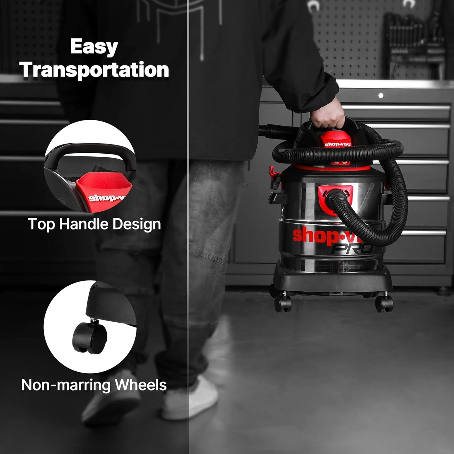 Shop-Vac 12 Gallon 6.0 Peak HP Wet/Dry Vacuum, Stainless Steel Tank, 3 in 1 Function Portable Shop Vacuum with Attachments, Drain Port, Ideal for Jobsite, Garage & Workshop. 5926211