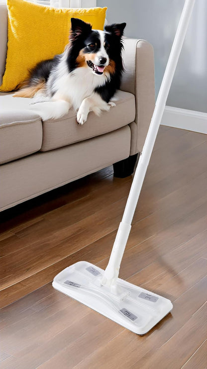 Eyliden Dust Mop, Sweeping & Mopping Kit with 58" Extended Long Handle, 36 Disposable Dry Cloths, Multi Surface Sweeper Mops for Hardwood, Tile, and Vinyl Floor Cleaning, Iron Handle, White