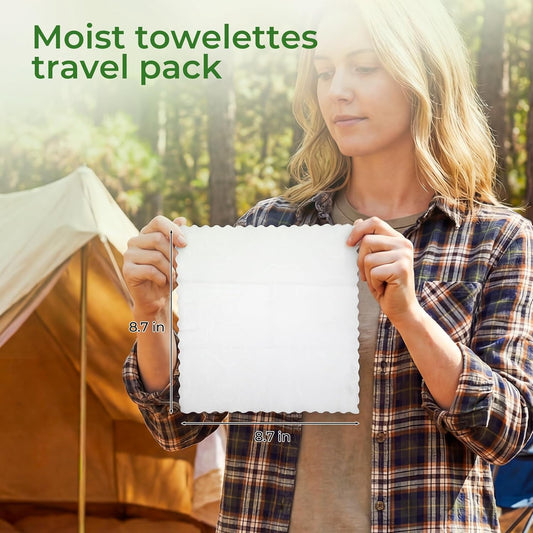 Body Wash Towelettes Scented Lemon Moist Cotton Towel 8.66''x8.66'' Deodorant Wipes Travel Size Individually Wrapped Bulk for Hiking Gym Camping Outdoor Sports (100 Pack)