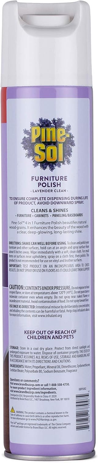 Pine-Sol Furniture, Polish 4in1 Cleaning Action Wood Polish Spray Wood Polish Spray for Your Cleans Conditions Protects and Shines Ounces Original Pine Scent, Yellow, Lemon, 12.7 Fl Oz
