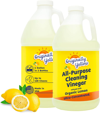 Originally Yellow Lavender White Vinegar For Cleaning Purpose | USA Made All Purpose Cleaner | Use as Glass, Kitchen & Floor Cleaner | Plant Derived Cleaning Vinegar 1 Gallon in 2 pack | 128 Oz