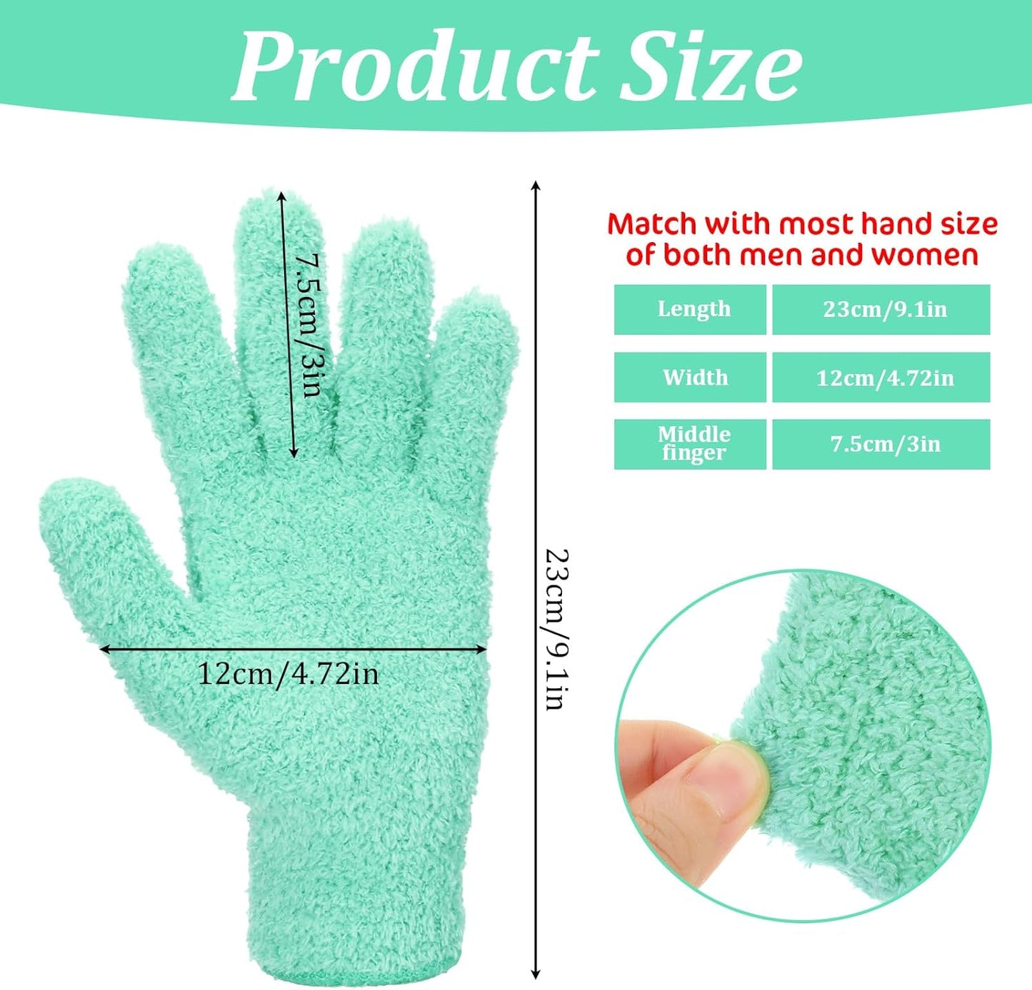 Abeillo Microfiber Gloves for Plants Dusting Cleaning, Reusable Washable Cleaning Gloves Mittens House Cars Blinds Dusting