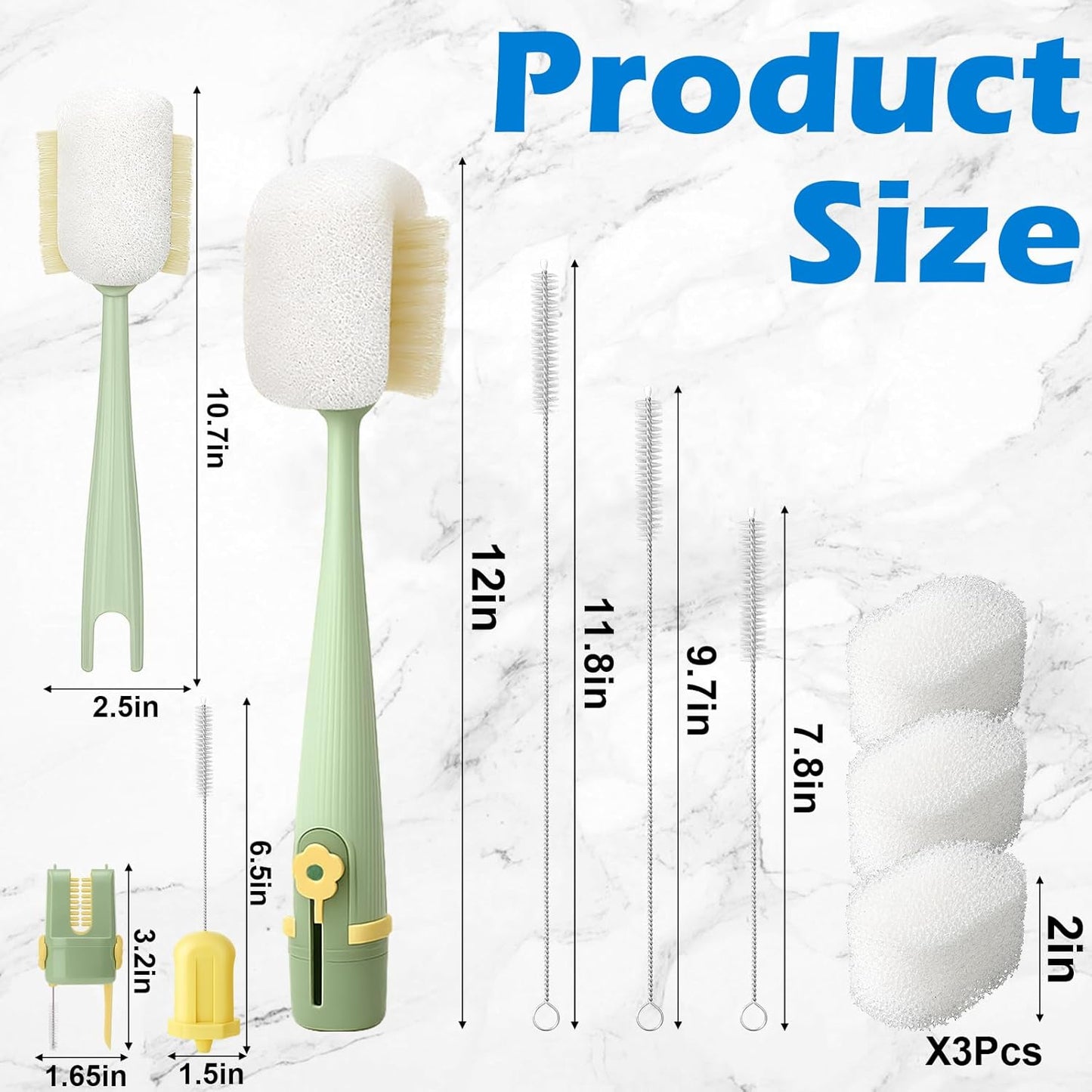 Palksky Water Bottle Cleaning Brush Kit, Brush and Straw Cleaner for Owala, 5 PCS