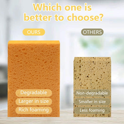 Cellulose Sponges, Large Size 4" x 6" x 1" - Heavy Duty Scrub Kitchen Sponge, Clean Tough Messes Without Scratching Kitchen Cleaning Pads, Pop Up Eco DIY (6 Pack), Green