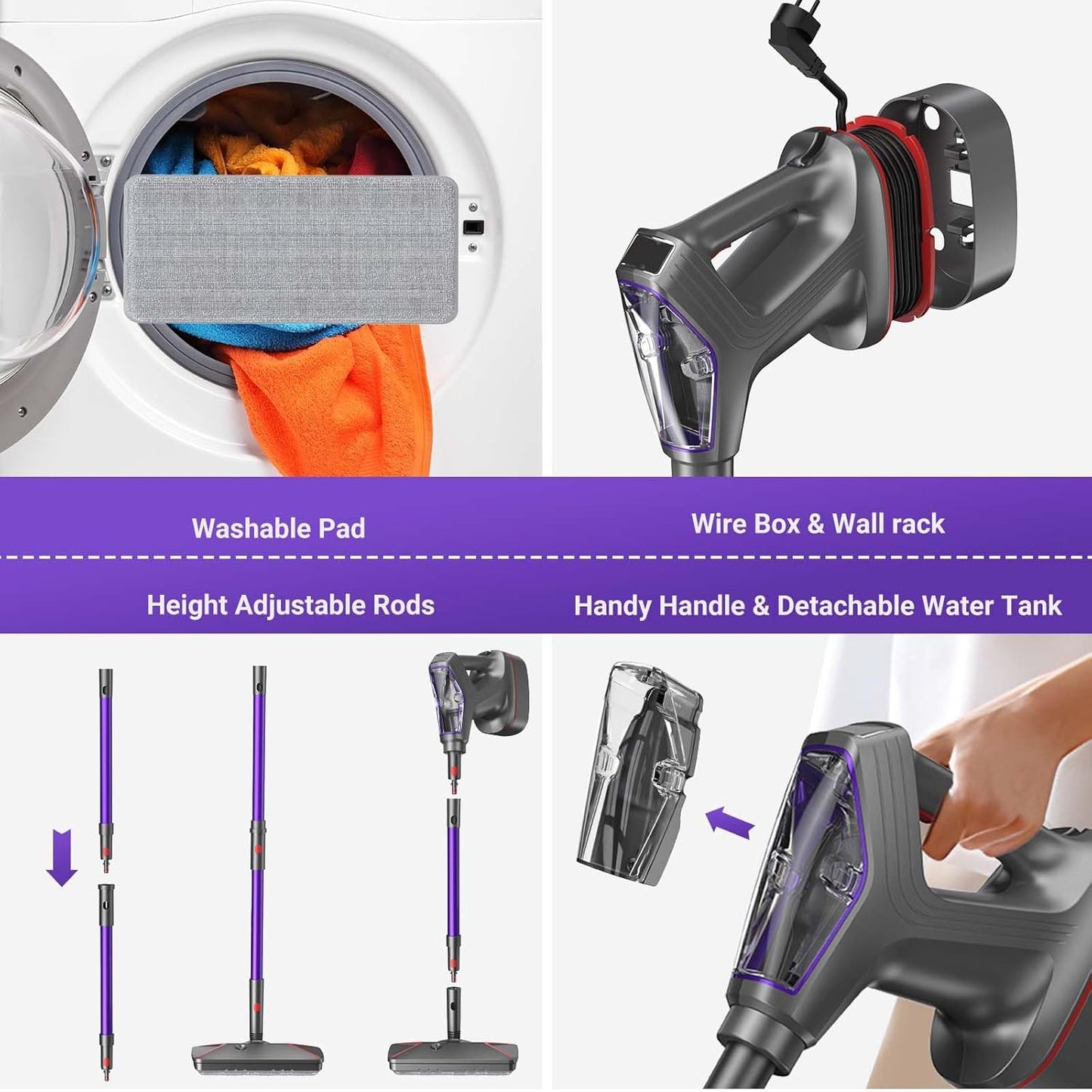 Steam Mop for Floor Cleaning, Heavy Duty All-in-One Steam Cleaner for Home with Detachable Handheld Steamer, for Hardwood, Tile, Walls, Grout, Windows, Furniture and Decks