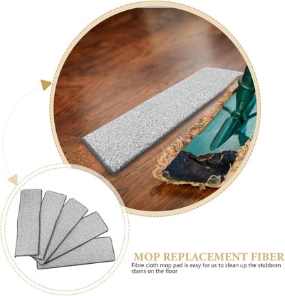 Ciieeo 5-Pack Microfiber Mop Refills - 15x5 Inch Large Replacement Pads - Washable & Reusable Cleaning Cloths for Hardwood, Tile & Laminate Floors - Thickened Fiber Floor Mopping Pads
