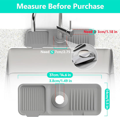 24 Inch Longer Faucet Mat for Kitchen Sink, 5° Slope Fast Self-draining, Kitchen Sink Splash Guard Silicone Sink Faucet Mat Splash Guard Kitchen Sink Area Tidy Splash Faucet Guard Draining Mat