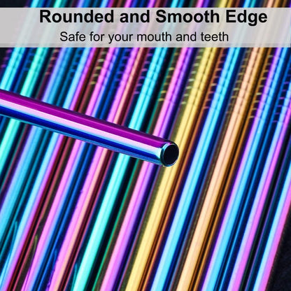 Vinaco Stainless Steel Smoothie Straws, 0.4'' Extra Wide Reusable Metal Drinking Straws for Milkshake, Smoothie, Beverage, Set of 4 with 1 Cleaning Brush