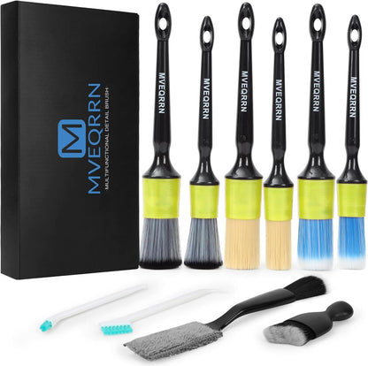 10PCS Car Detailing Brush Set,Boars Hair Car Cleaning Detail Brush kit,Ultra Soft No Scratch Car Dust Brush,Car Interior Detailing Brushes Kit,Detail Brushes Car Detailing for Interior Exterior(gold)