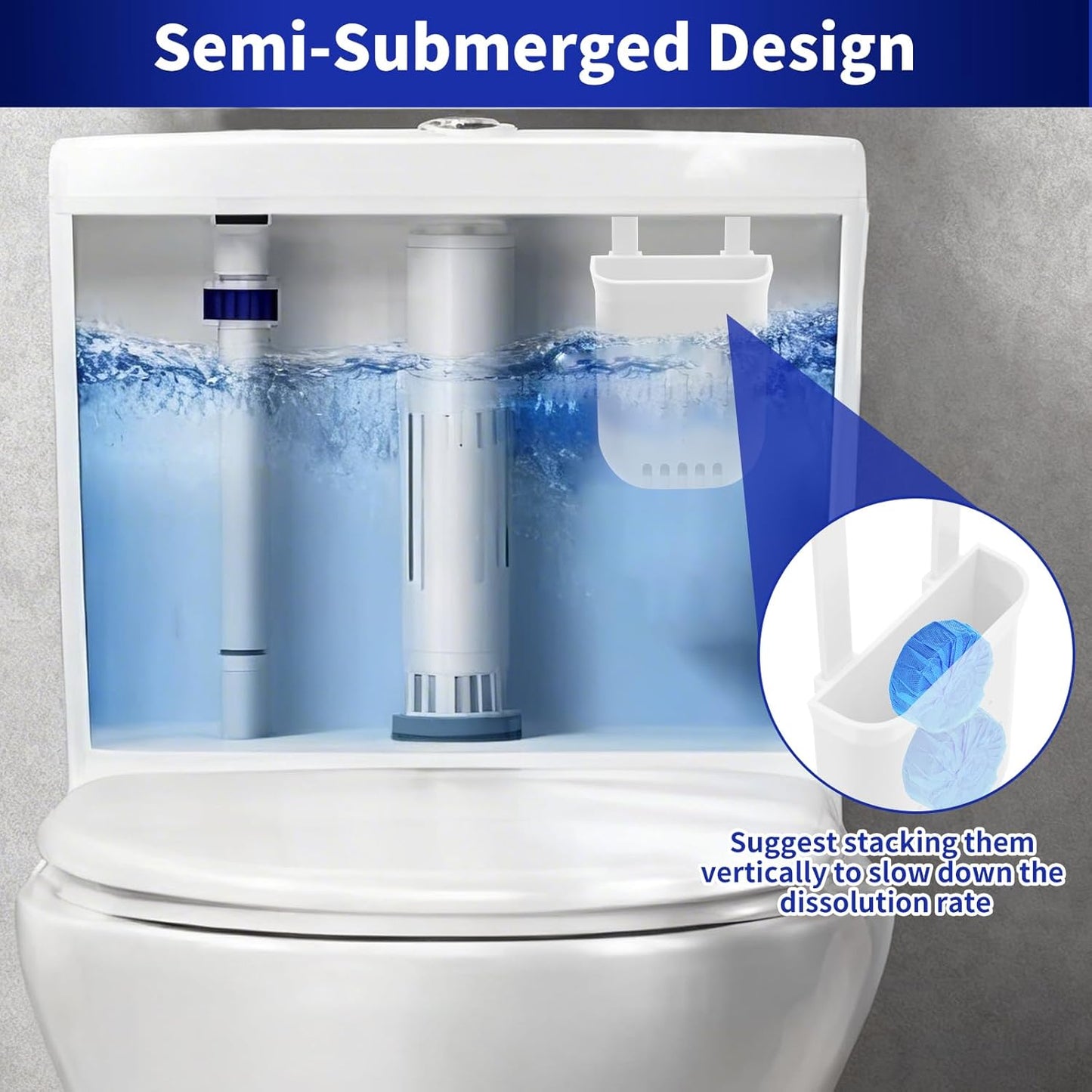 Controlled Release Toilet Bowl Cleaner Tablets Holder, Universal Toilet Tank Cleaner Dispenser with Adjustable Hooks, Hanging Bleach Tablet Bracket for Long-Lasting Cleaning, Prevents Tank Buildup