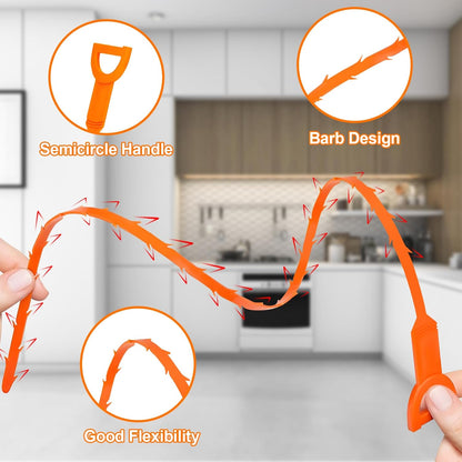 Drain Clog Remover, 25inch Drain Snake Hair Remover(3pcs), Hair Catcher Drain Auger Cleaner Tool Set For Toilet, Kitchen Sink, Bathroom Tub, Sewer