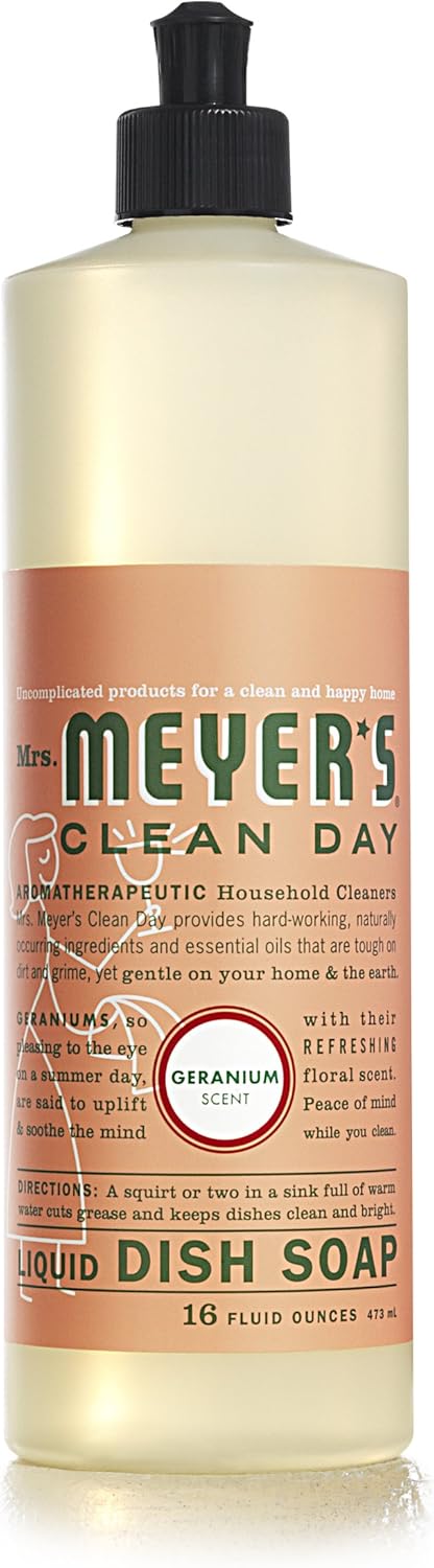 MRS. MEYER'S CLEAN DAY Liquid Dish Soap, Geranium, 16 Fluid Ounce