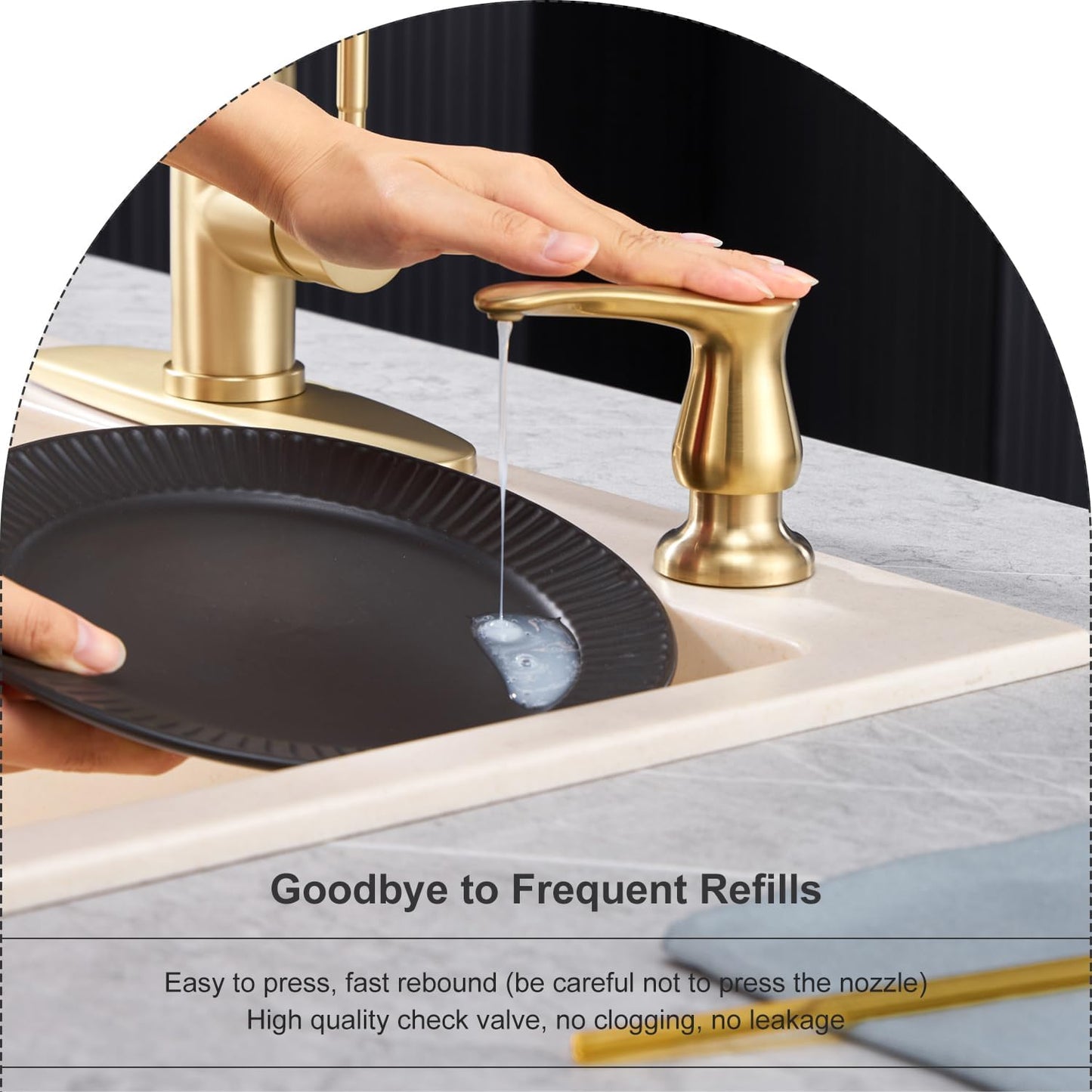 GAGALIFE Kitchen Sink Soap Dispenser Brushed Nickel, Under Sink Soap Dispenser with 40" Silicone Extension Tube Kit,Say Goodbye to Frequent Refills