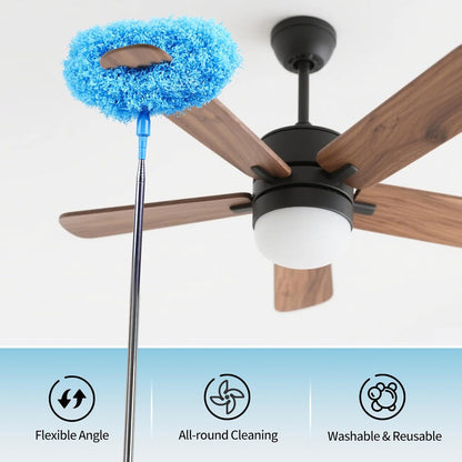 Rainbow Extendable Static Duster Reusable Microfiber Duster with 100" Telescoping Pole, Beandable and Washable Dusters Head for Cleaning Ceiling, Fan, Furniture