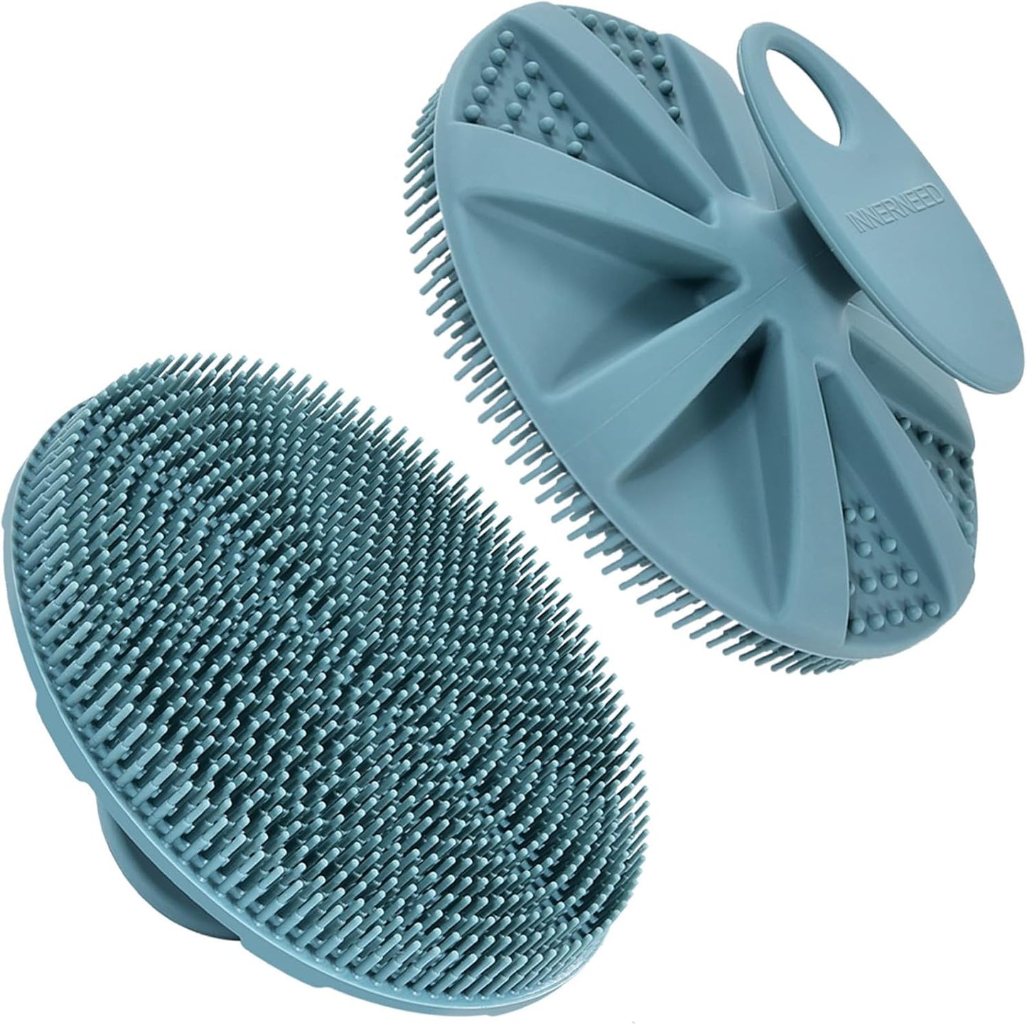 INNERNEED Food-Grade Soft Silicone Body Scrubber Shower Brush Handheld Cleansing Skin Brush, Gentle Exfoliating and Lather Well (Black)