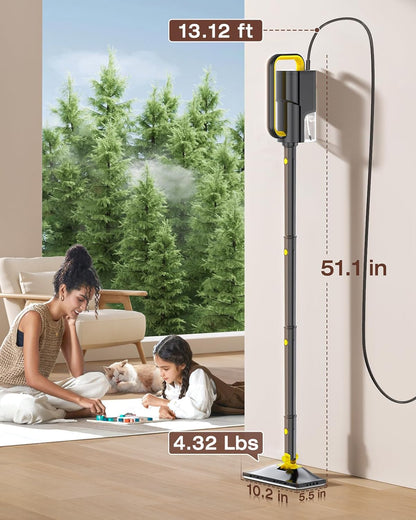 10-in-1 Steam Mop with Detachable Handheld Steamer, 350ml Tank, 10s Heat-Up, 248°F Steam Cleaner, 3-Level Control and Swivel Head for Floors, Carpets, Tiles, BBQ grill Multi-Surface Clean White