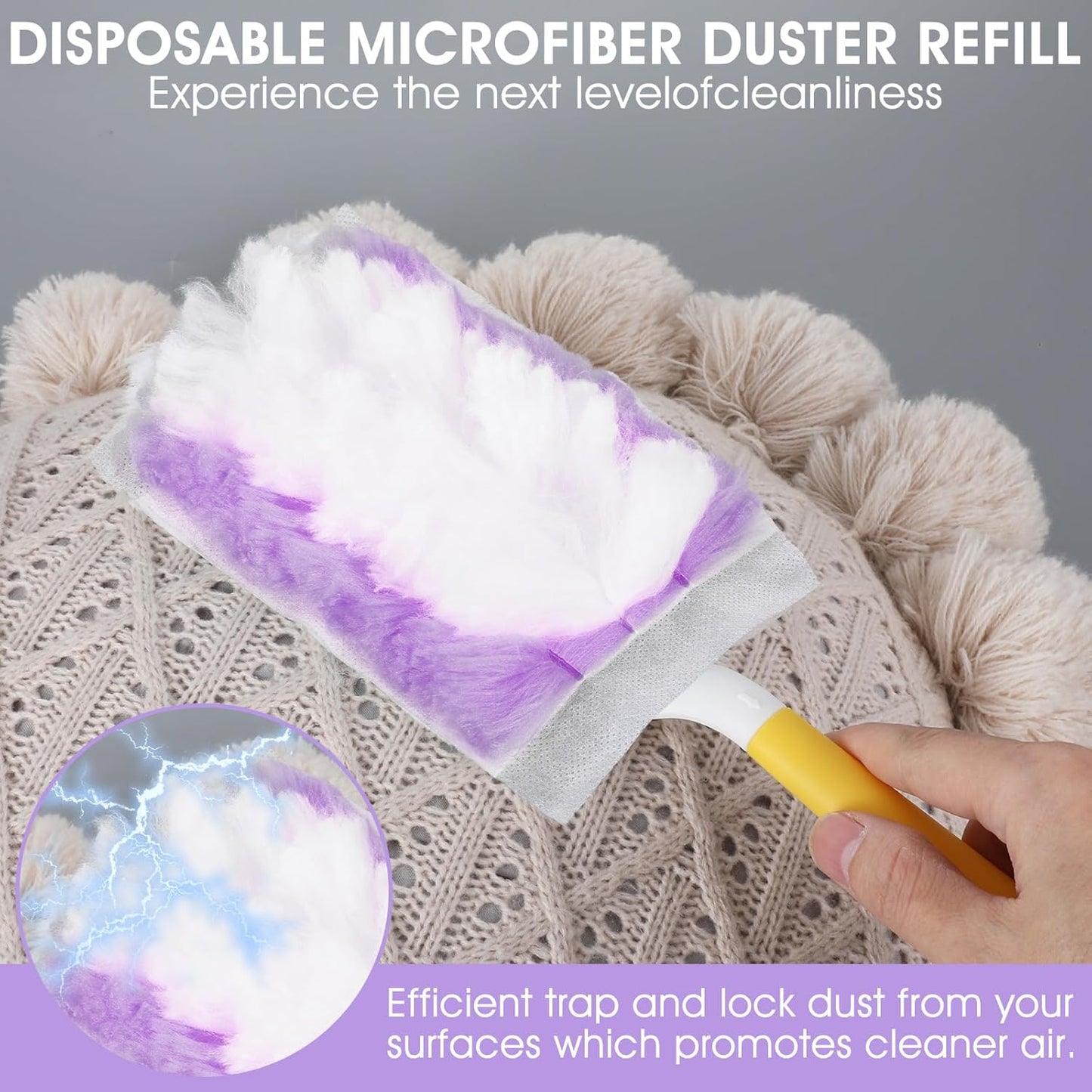 120 Pcs Duster Refills, Electrostatic Disposable Dusters Refills Compatible with Duster, Bulk Heavy Duty Dusters Refill for Blinds Ceiling Fans Furniture Multi-Surface Dusting, Unscented