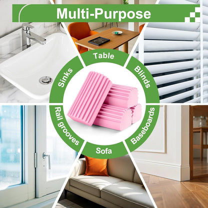 Jeymei 4-Pack Damp Clean Duster Sponge,Gray Damp Dusting Sponge,Duster Baseboard Cleaner Sponge with Ridges,Reusable Wet Duster Sponge,Household Cleaning Sponges for Blinds,Window Track Grooves