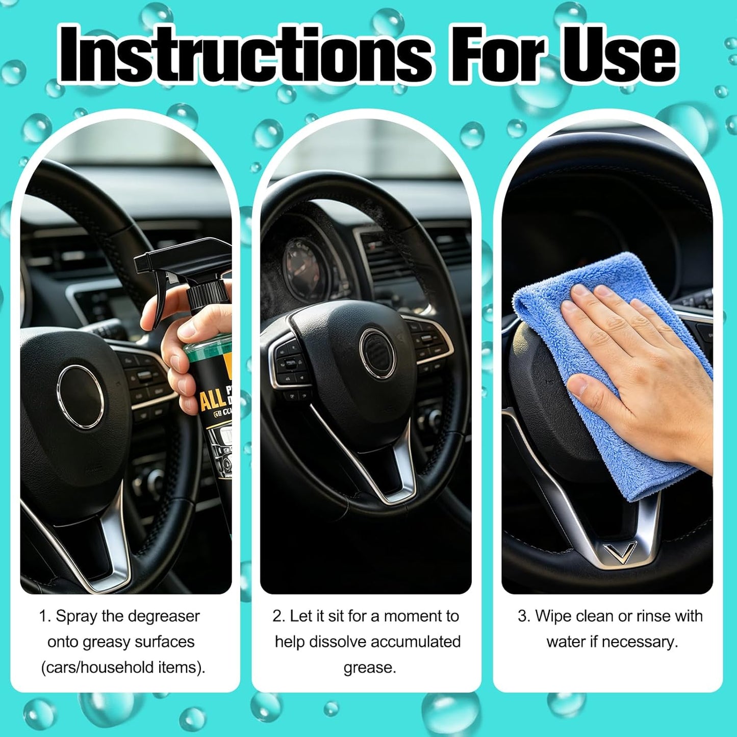 2Pcs All Purpose Degreaser for Car and House, Heavy-Duty Cleaning Spray For Car Interior and Exterior, Quick Stain Removal for Kitchen, Countertops, Appliances, Walls and Floor Surfaces, 120ml/4fl.oz