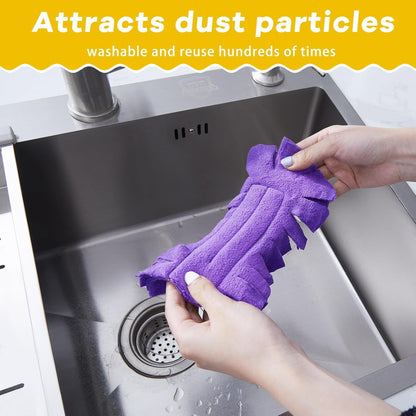 Zubebe 12 Pcs Duster Refill Reusable Fleece Duster Refills Feather Flat Dusters Multi Surface Washable Cleaning Pads Tools for Home, Blinds, Car, Pet, Furniture, Fans (Dark Color)